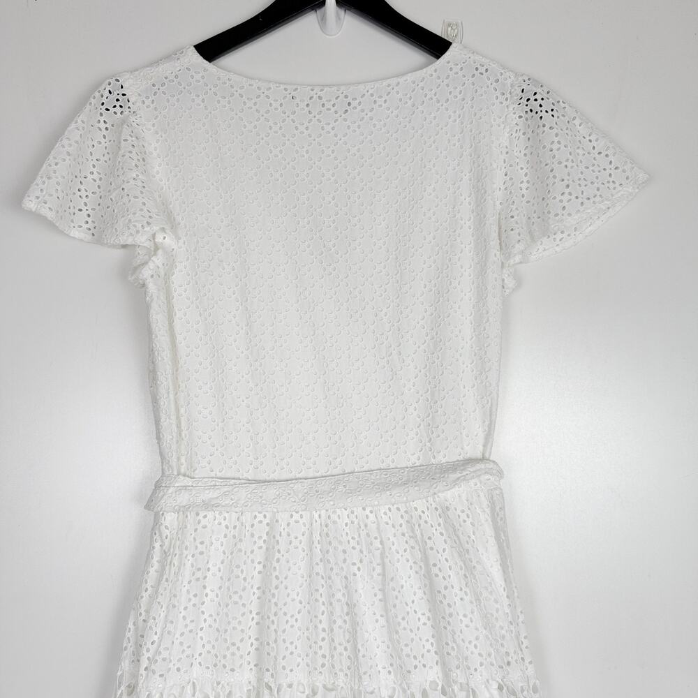 Lauren Ralph Lauren Eyelet Belted Tiered Midi Dress A-Line White - 8 - Picture 7 of 10